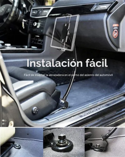 Vista 5 de Soporte para tableta, riel de asiento de automóvil o camión, cuello de cisne resistente, soporte para tablet con brazo de aluminio de 20 pulgadas
