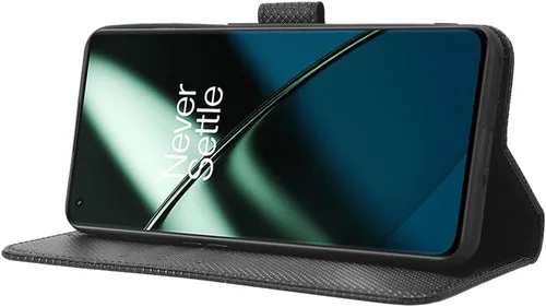 Vista 5 de Funda para OnePlus Ace 2, Funda de piel sintética con tapa para OnePlus 11R 5G / Ace 2 PHK110, color negro
