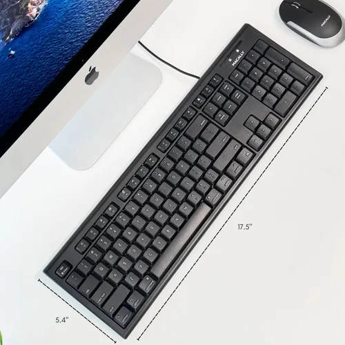 Vista 6 de Macally Teclado Mac con cable de tamaño completo, compatible con todos los Mac con puerto USB, teclado con cable para Mac Mini / Pro, Macbook Negro
