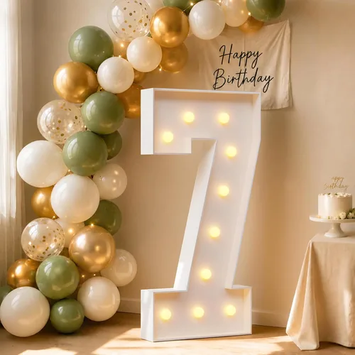 Vista 19 de imprsv Número de marquesina de 4 pies, números de mosaico para globos, marco de globos de mosaico, globo número 0 para decoración de cumpleaños 30