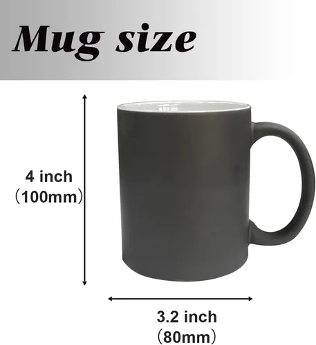 Vista 3 de MR.R 6 juegos de 11 oz sublimación en blanco negro mágico color cambiante de color mágico taza de cerámica con superficie brillante mate