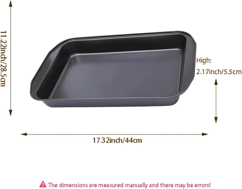 Vista 4 de Molde antiadherente de acero al carbono rectangular grande negro para hornear horno, 17 pulgadas