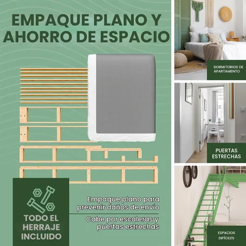 Vista 5 de Greaton, somier de 10" solo para cama individual – Fabricado en Estados Unidos al estilo Amish – Base de colchón de madera maciza con soporte Base