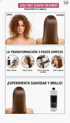Vista 2 de Kera Fruit Tratamiento de queratina de 32 oz (30.4 fl oz) - Cirugía profesional del cabello para alisado extremo y control del encrespamiento