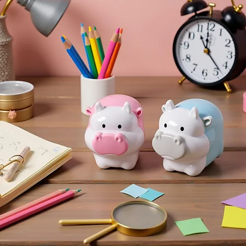Vista 3 de 1 sacapuntas de diseño de ganado lindo vaca buey lindo kawaii lápices sacapuntas regalos niñas papelería suministros de oficina bonito diseño