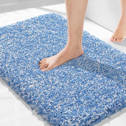 Vista 74 de Yimobra Alfombras de baño en negro y blanco antideslizantes lavables, tapetes de baño ultra suaves y absorbentes de agua, alfombra de ducha suave