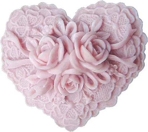 Vista 11 de Molde de jabón de silicona con corazón de rosa, flor de rosa, fondant, azúcar, chocolate, caramelo, pastel, regalo, día de San Valentín