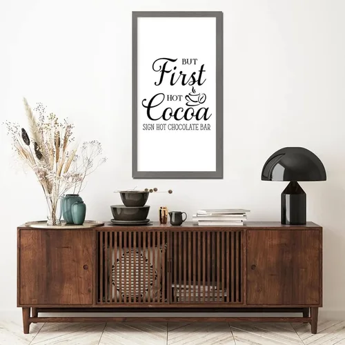 Vista 8 de Hanging Wall Framed Wood Sign Inspirational Quotes But First Hot Cocoa Bible Quotes Gray Frame Wooden Plaque for Living Room Farmhouse Porch Cottage