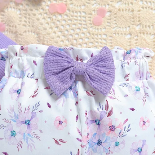 Vista 4 de Toddler Baby Girl Clothes Set Children's Clothing Autumn Baby Bow Set Sweet Beauty Baby Jumpsuit Crop Top And