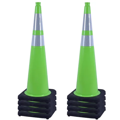 Vista 39 de OrangeStar 6 Pack 36" Conos de seguridad de tráfico, conos de estacionamiento verdes con collar reflectante, conos de construcción con base