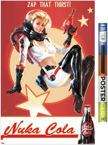 Vista 18 de Fallout 4 - Póster de pared de Nuka Cola - Zap That Thirst!, 22.4 pulgadas de largo x 14.7 pulgadas de ancho, versión enmarcada de madera de granero