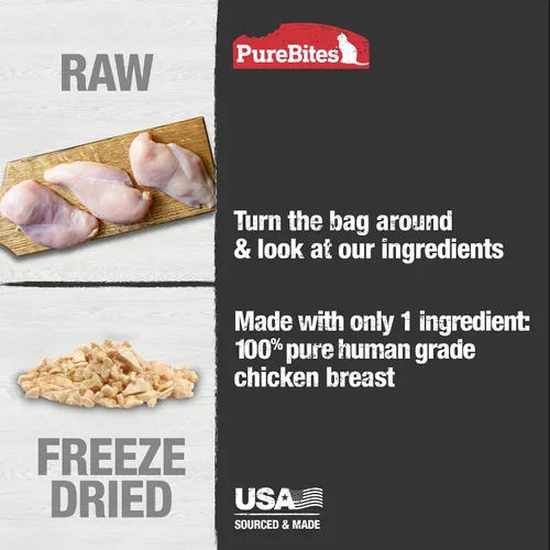 Vista 3 de PureBites Golosinas liofilizadas para gatos con pechuga de pollo 1.09 oz