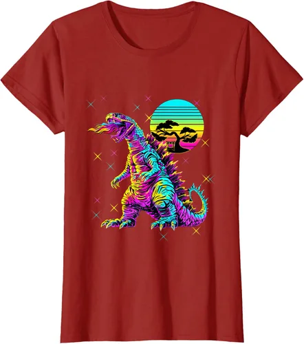Vista 41 de Cool Streetwear synthwave 80s 90s retro anime snakezilla camiseta, Negro