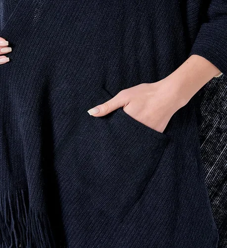 Vista 5 de Bonnorth Chal caliente para mujer, abierto Fornt Boho tejer rayas Pashmina Poncho con borla
