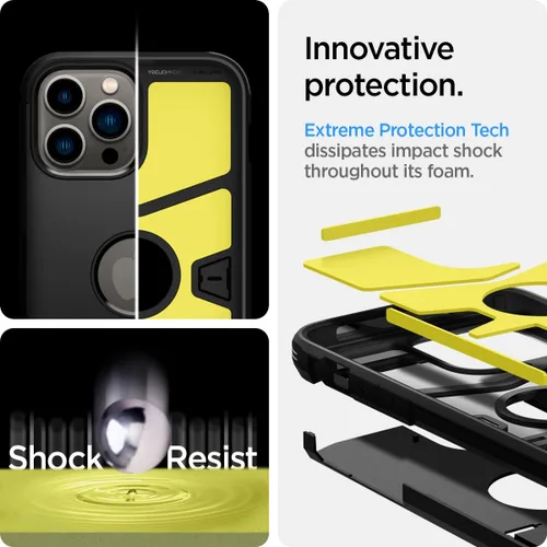 Vista 4 de Spigen Tough Armor [tecnología de protección extrema] diseñada para iPhone 13 Pro Max Case (2021) - Negro