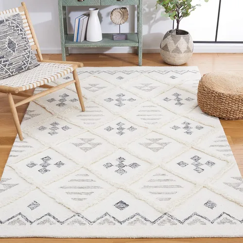 Vista 10 de SAFAVIEH Casablanca Collection - Alfombra de pasillo, 2 pies 3 pulgadas x 9 pies, marfil y negro, hecha a mano, de lana rústica tribal marroquí