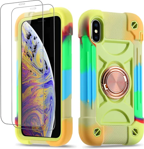 Vista 28 de Funda para iPhone Se3/iPhone Se2, iPhone 6/6S, iPhone 7/iPhone 8 de 4.7 pulgadas con soporte de anillo, con 2 protectores de pantalla resistentes