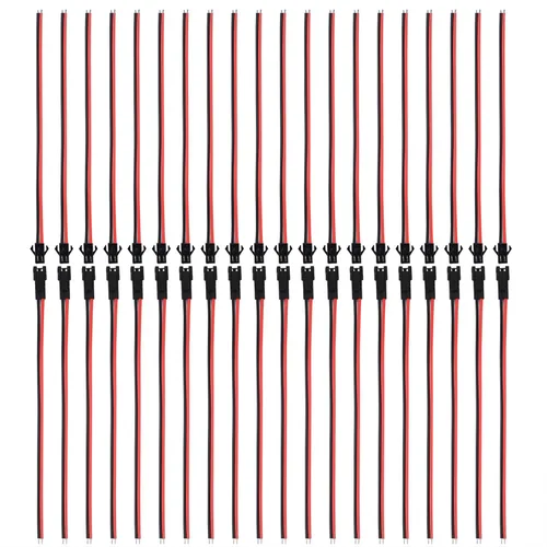 Vista 7 de Adaptador de conector macho y hembra de 22 AWG de 2 pines con cable eléctrico de 5.315 in para luz LED, 20 pares