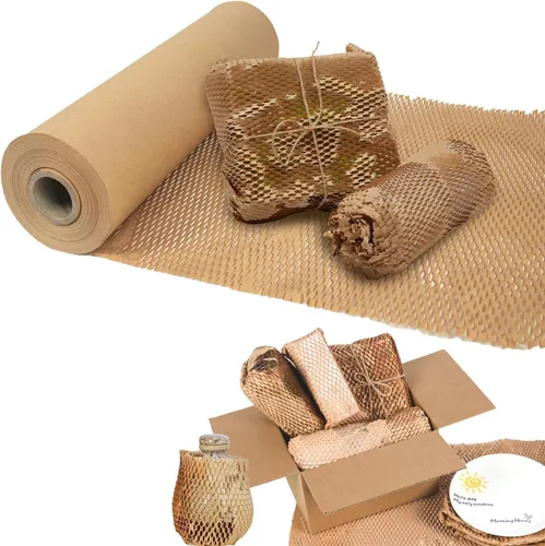 Vista 10 de Papel de embalaje de panal de abejas de 20 "x 1500 ' Papel de embalaje de cojín reciclable Papel de embalaje de panal de abeja Rollo de envoltura