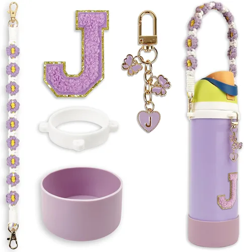 Vista 21 de SITKOL Juego de Monogramas Bonitos de Silicona Compatible con Botella de Agua Owala 24 oz, 32 oz, 40 oz - Accesorios Perfectos con la Letra Owala