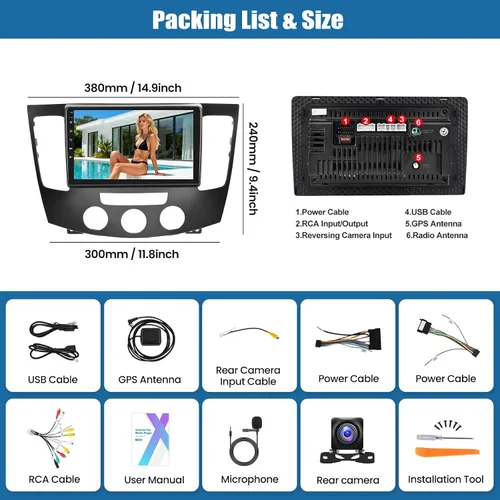 Vista 3 de SIXTOP Radio estéreo de coche Android 2G+64G para Hyundai Sonata 2009 2010 (A/C) inalámbrico CarPlay Android Auto, pantalla táctil HD de 9 pulgadas