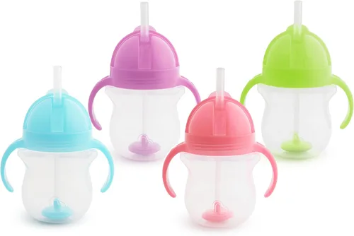 Vista 13 de Munchkin Any Angle Vaso Sippy para Niños Pequeños, Vaso con Pajita Lastrada a Prueba de Derrames con Asas de Transición para Bebés de 6 Meses en Azul