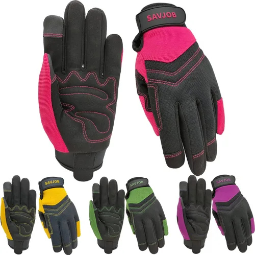 Vista 13 de Guantes de trabajo de seguridad para hombres y mujeres, guantes de trabajo utilitarios, guantes de mecánico, guantes de trabajo de patio, ajuste