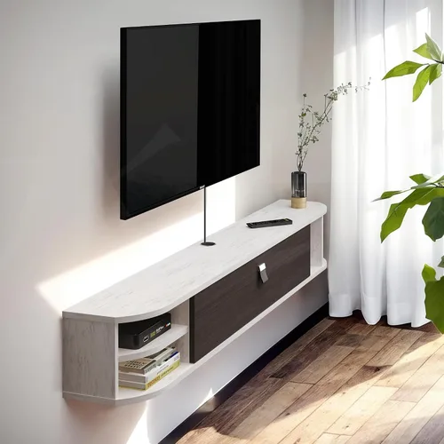 Vista 2 de Pmnianhua Soporte flotante para TV, 63 pulgadas, consola de TV flotante moderna, mueble de TV montado en la pared, centro de entretenimiento