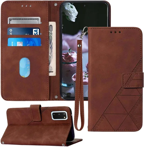 Vista 9 de Funda para Galaxy S20, ranuras para tarjetero, correa de muñeca, protección interior de TPU, soporte de piel sintética para Samsung S20 5G de 6.2