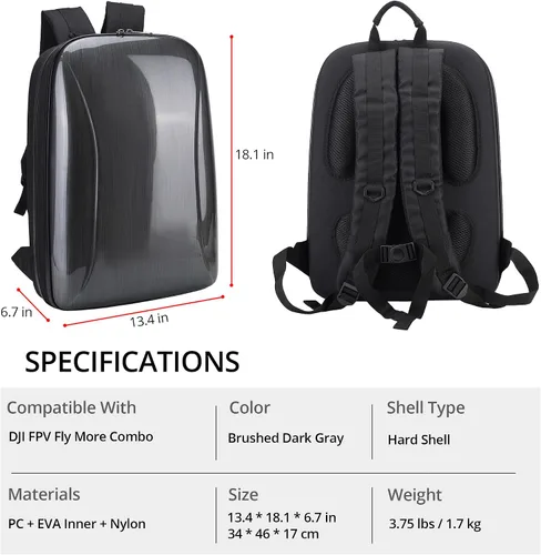 Vista 5 de Estuche duro portátil para combo dron DJI FPV, impermeable, a prueba de golpes, mochila, bolso de viaje para combo dron DJI FPV