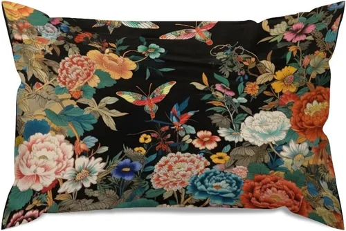 Vista 70 de ArogGeld Funda de almohada blanca con flores chinoiserie, funda de almohada para sofá, diseño floral verde y blanco, funda de almohada de lino A-12