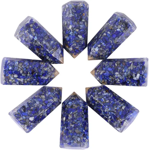 Vista 3 de Rockcloud Paquete de 2 puntas de varita de cristal curativo, 6 piedras de prisma facetadas para terapia de meditación de 2 pulgadas, piedra de Azul