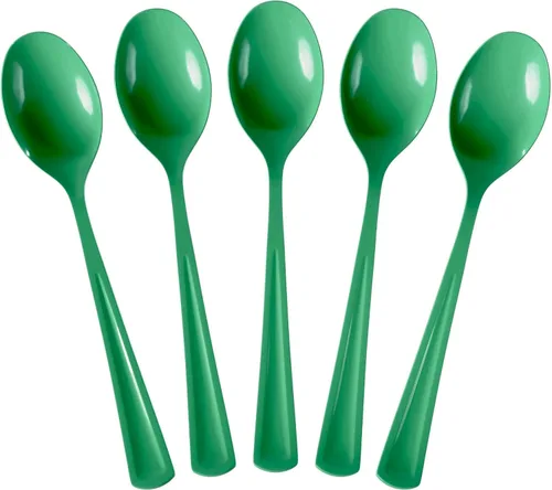 Vista 9 de Exquisite Cucharas de plástico negras, 50 piezas, cucharas negras, utensilios desechables, juego de cubiertos de plástico resistente