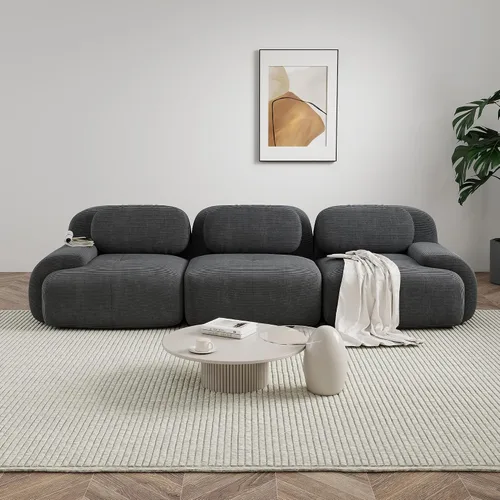 Vista 13 de Sofá sin hueso de 82 pulgadas, cómodo sofá cama de dos plazas, sofá comprimido con asiento profundo, sofá nube de pana para sala de estar
