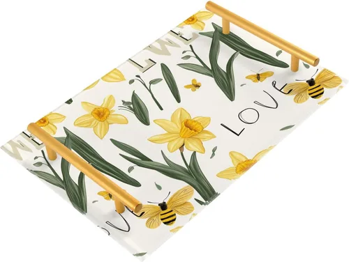 Vista 25 de Flowers Daffodils Snapdragon Iris Orange Tray for Bathroom Paper Towel Tray Desk Drawer Organizer for Sink