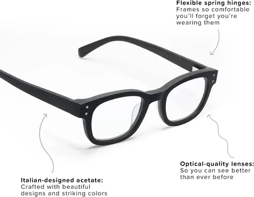 Vista 3 de eyebobs - Biff Premium Traditional and Blue Light Reading Glasses for Men and Women Square Frame for Narrow Faces