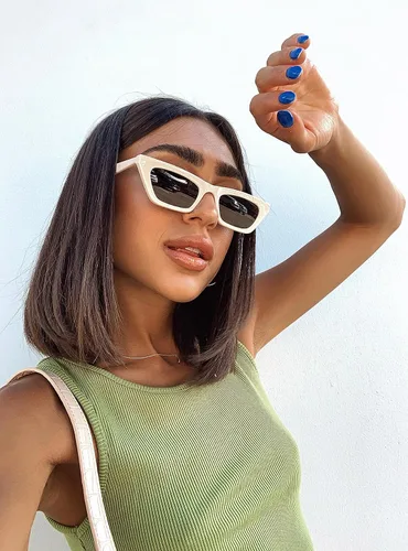 Vista 2 de VANLINKER Pequeñas gafas de sol de ojo de gato delgadas de moda para mujer, sombra cuadrada pequeña retro VL9555