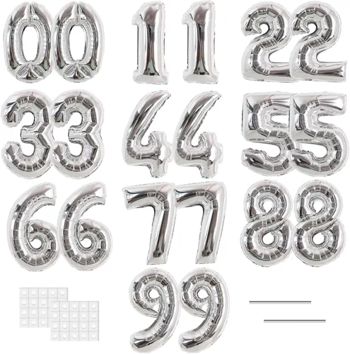 Vista 53 de TONIFUL Globos grandes de 50 pulgadas con números dorados del 0 al 9, globo digital grande de Mylar número 8 digital ocho para fiestas