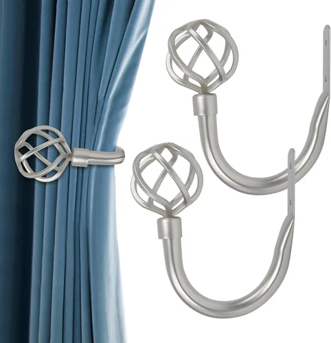 Vista 14 de HIKMLK Sujetadores de cortina de metal hechos a mano 2 piezas, Ganchos sujetadores de cortina decorativos cromados para pared, Soportes laterales