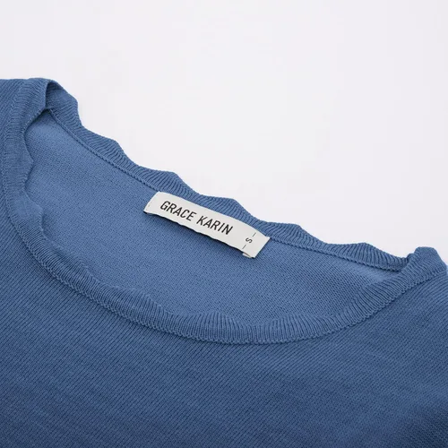 Vista 3 de GRACE KARIN - Blusa estilo suéter sin botones altamente elástica de manga larga para mujer