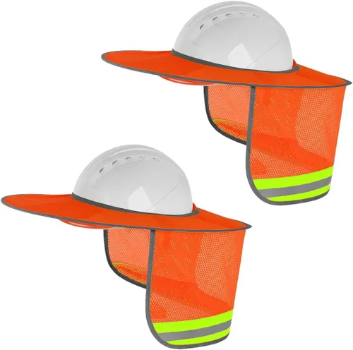 Vista 13 de Paquete de 2 protectores solares para casco duro, protector solar de malla de ala completa para cascos duros, alta visibilidad, reflectante