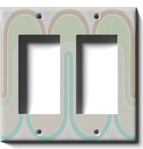 Vista 5 de Placa decorativa de salida - Verde Retro Waves - Receptáculo doble dúplex