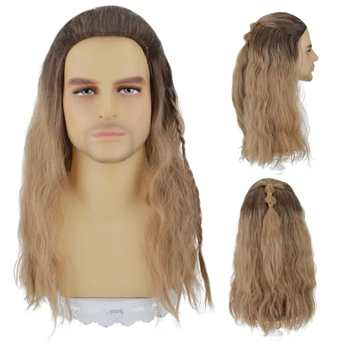 Vista 2 de Fat Thor - Peluca de amor y trueno para adultos, peluca larga y rizada para hombre, resistente al calor, pelucas para adultos, Halloween, fiestas