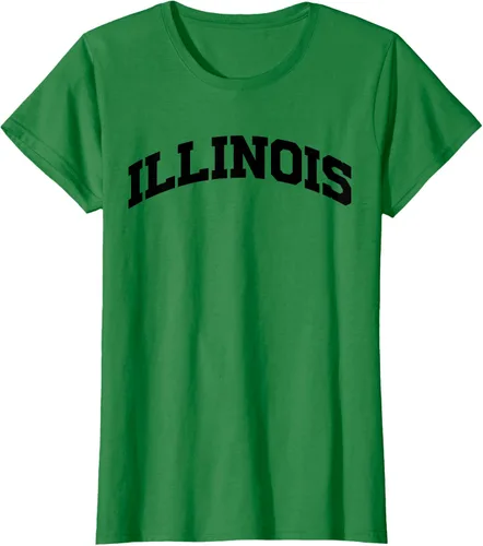 Vista 45 de Illinois Gift - Camiseta de diseño deportivo con texto universitario, gris, S
