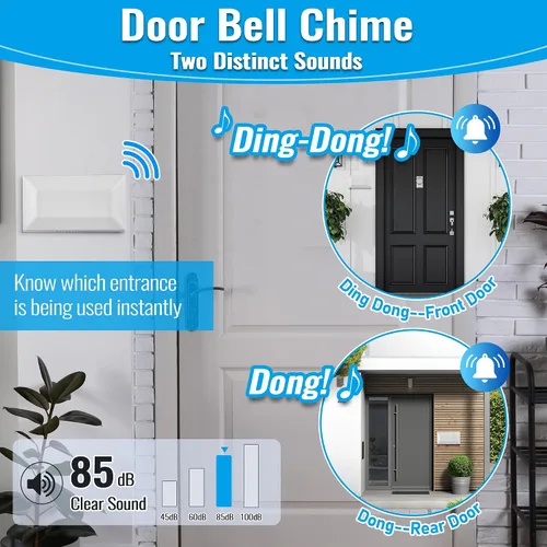 Vista 2 de Saillong Timbre de puerta con cable, 16 V 10 VA timbre de puerta delantera y trasera para pared del hogar, compatible con timbre y transformador