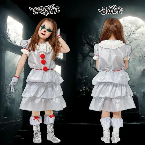 Vista 6 de Girl Pennywose Costume - Scary Clown Halloween Costume for Girls Playwear - It Costume for Kid