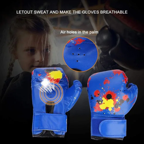 Vista 4 de Guantes de boxeo juveniles para niños de 2 a 11 años, de piel sintética