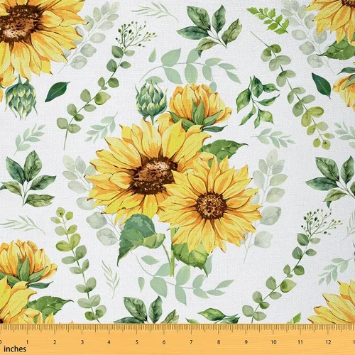 Vista 27 de Tela de Flores Primaverales por Yarda para Sofás, Tela Decorativa de Florales de Pueblo Pájaros Mariposas, Tela de Patrón de Jardín Acuarela