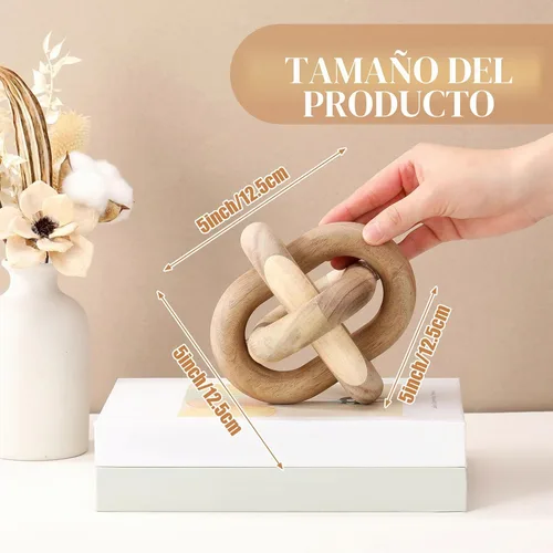 Vista 2 de Yalikop - Estante de mesa rústico con 3 eslabones de madera para decoración