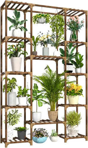 Vista 8 de Uneedem Soporte para plantas para interiores y exteriores, estante alto para múltiples plantas, 10 niveles, 11 macetas, estante grande para plantas